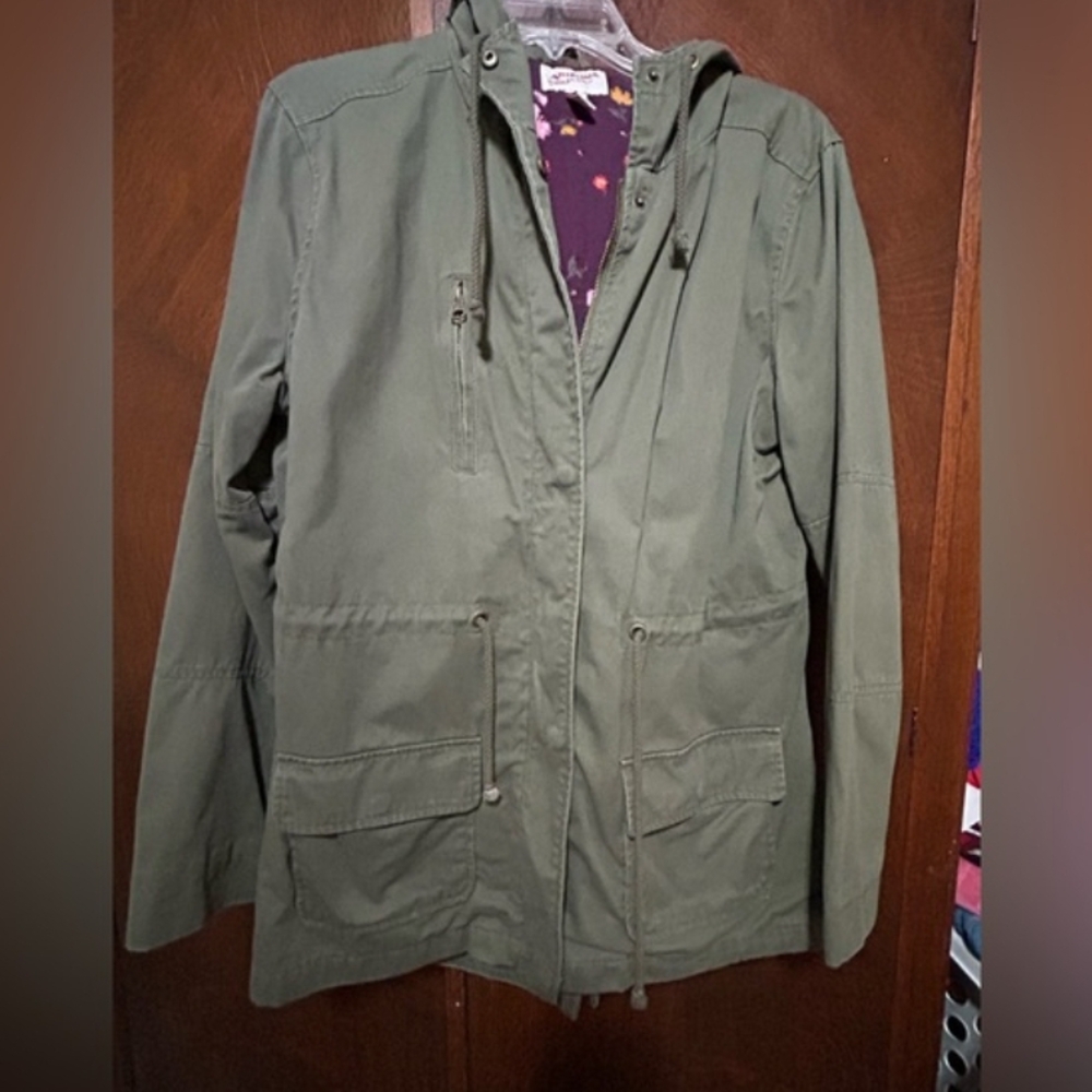 Arizona Jean Company Olive Green Hooded Utility Jacket